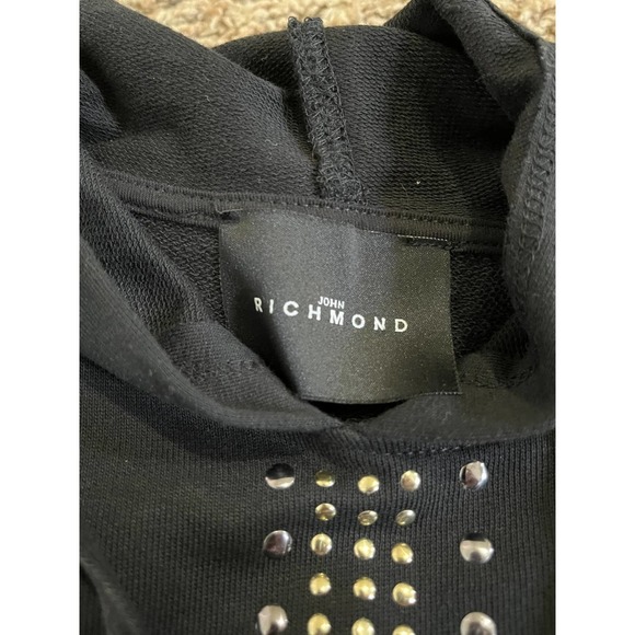 NEW John Richmond Studded Hoodie Kid's Size 8 Black Logo Sweatshirt - Picture 6 of 6